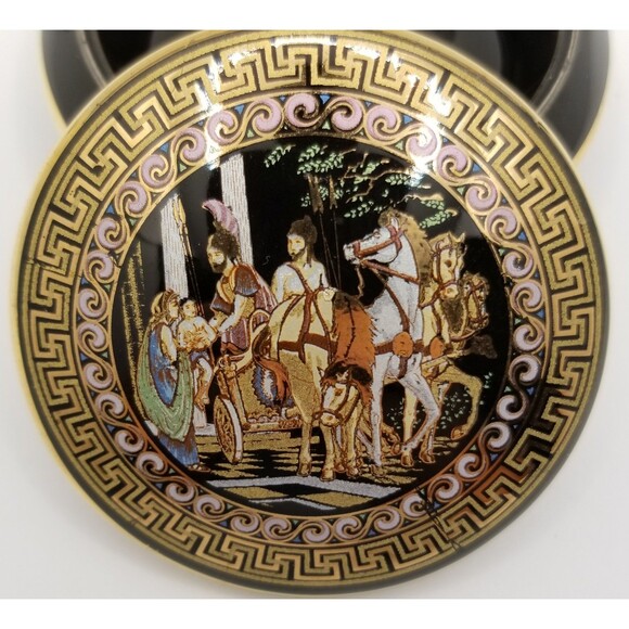 vintage Greek trinket box with a 24K gold design - Picture 2 of 12